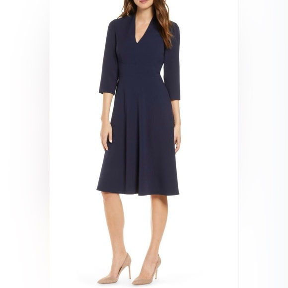 Vince Camuto Classic Navy Midi Dress - Picture 1 of 4